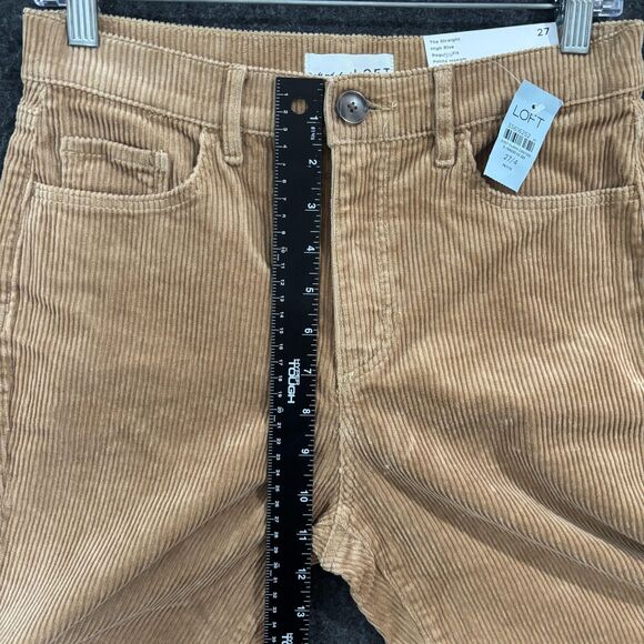 LOFT Pants Womens 4 Petite Tan High Rise The Straight Corduroy Regular Fit 27 - Picture 6 of 13